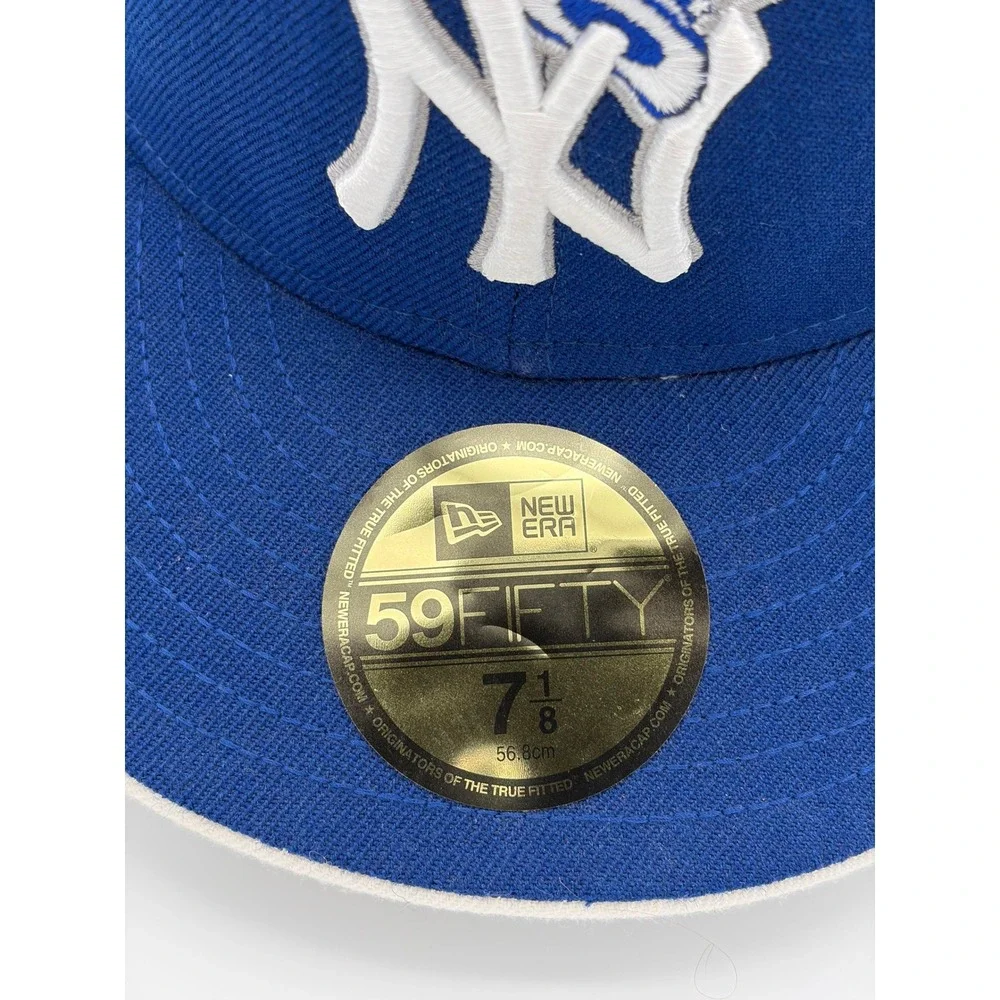 New Era 59FIFTY Fitted Hat Mens 7 1/8 Blue New York Yankees MLB Baseball Cap